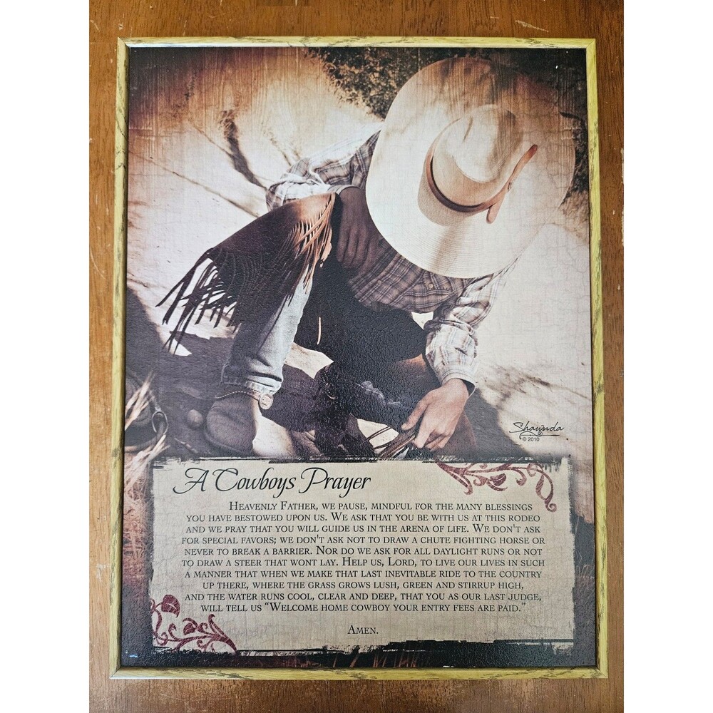 A Cowboys Prayer Framed Wall Art Decor Cowboy Western Farm Barn Cabin